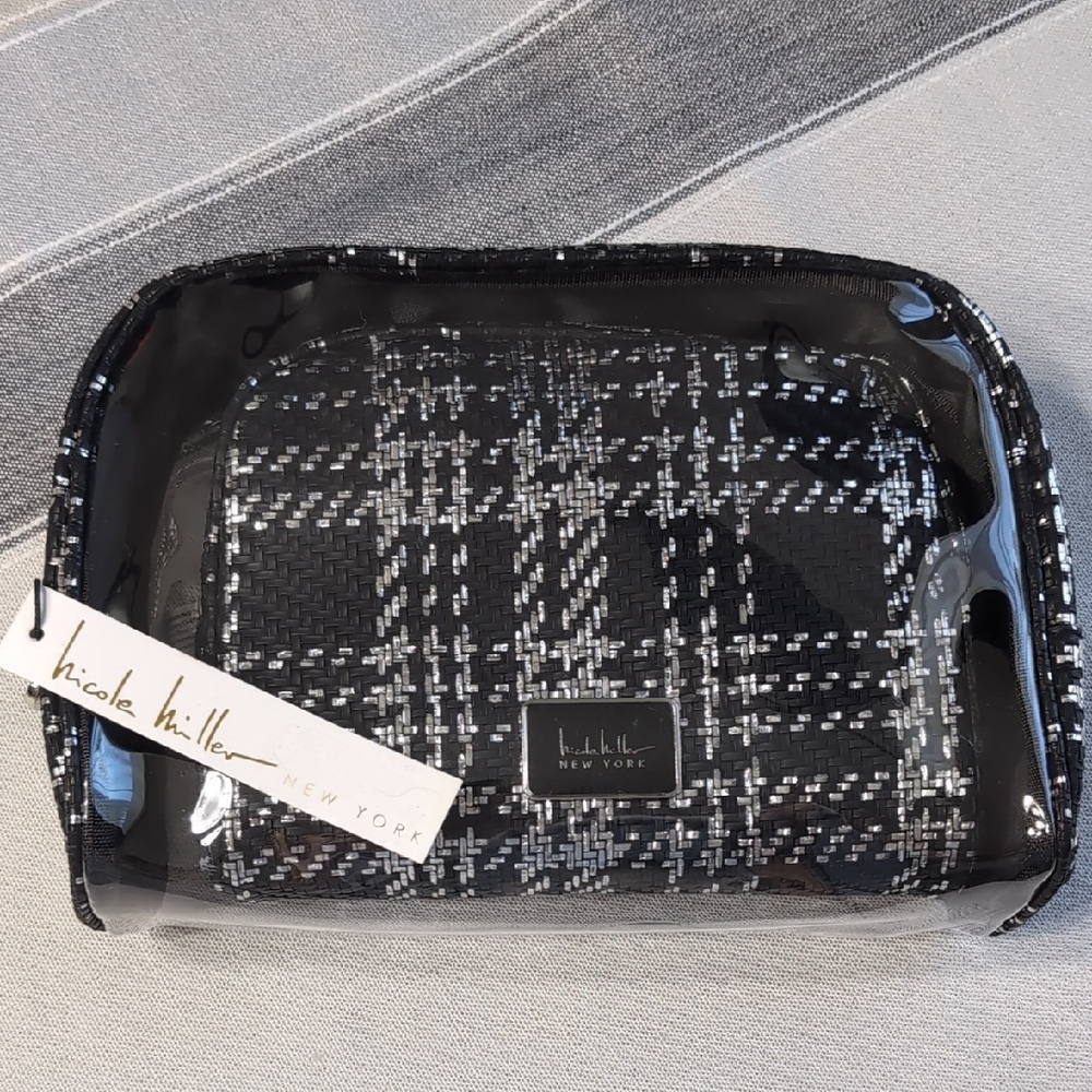 Nicole Miller Metallic Tweed  2pc Cosmetic Pouch Set
